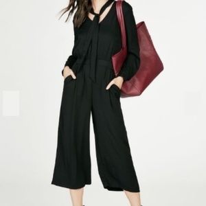 JustFab Tie Front Wide Leg Jumpsuit